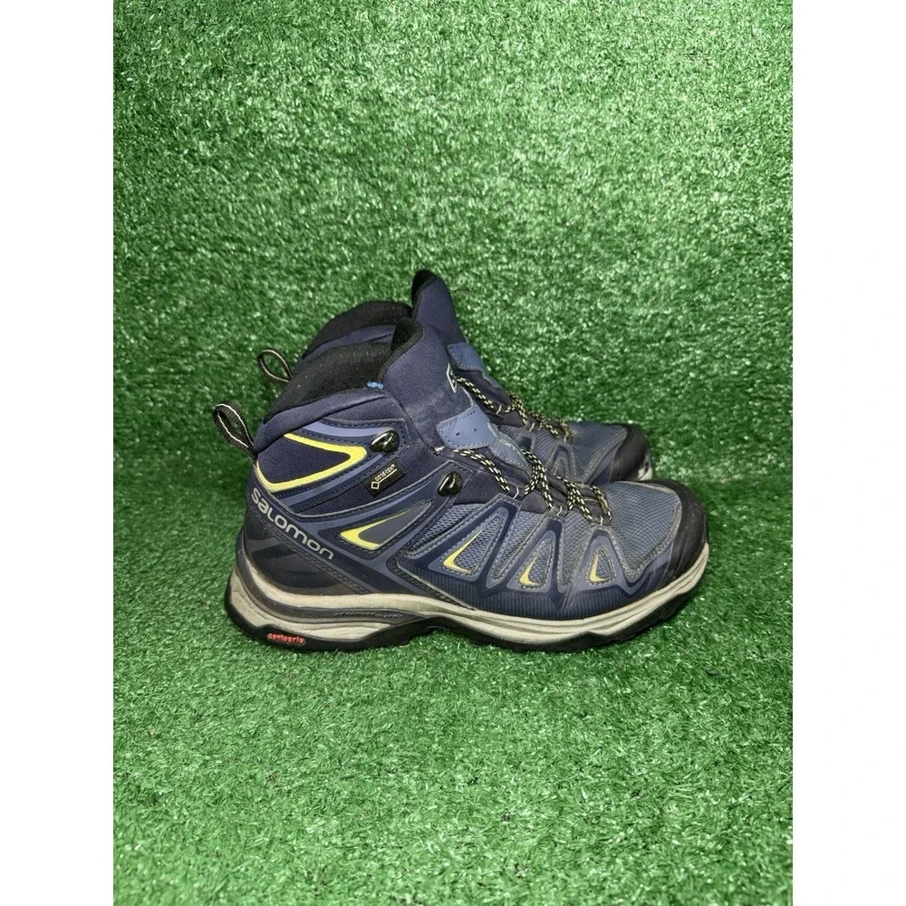 Salomon X Ultra 3 Gore Tex Women Size 8.5 Blue Hiking Trail Boots Hi Top Sneaker
